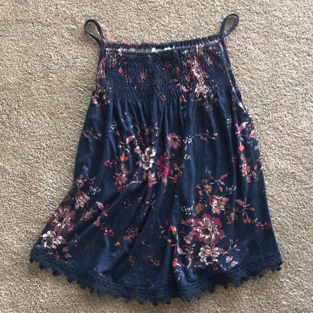 Navy floral tank top